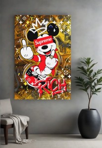 Obraz Myszka Miki Supreme Rich Gold – Luxury Street Art Pop Art Premium