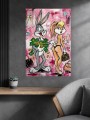 Obraz KRÓLIK BUGS i LOLA Luxury Pink Dollaz – Nowoczesna Sztuka Pop Art Street Art