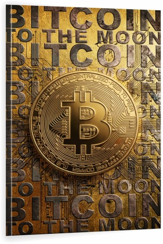 Obraz Bitcoin To The Moon Luksusowy – Nowoczesna Sztuka Loft Street Art 