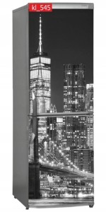 Naklejka, Okleina Laminowana na Lodówkę Miasto Most Nocą Czarno Biała