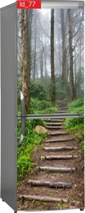 Naklejka, Okleina Laminowana na Lodówkę Schody Las Mgła