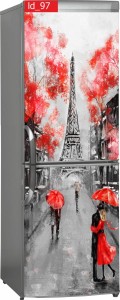 Naklejka, Okleina Laminowana na Lodówkę Paryż Parasole Wieża Eiffla