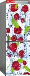 Naklejka, Okleina Laminowana na Lodówkę Maliny Liście Woda