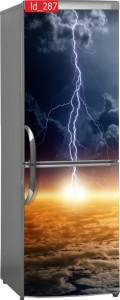 Naklejka, Okleina Laminowana na Lodówkę Błyskawica w Chmurach