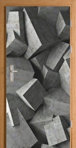 Naklejka na Drzwi Abstrakcja Bloki 3D