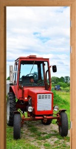 Naklejka na Drzwi Traktor Pole