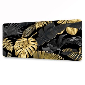 Ochronna mata na biurko podkładka Złote Liście Monstera  90x45cm