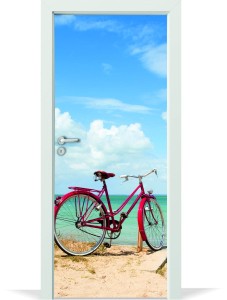 Naklejka na Drzwi Rower Plaża Ocean Morze