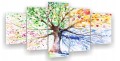 TRYPTYK NA PŁÓTNIE DRZEWO 3D CZTERY PORY ROKU 