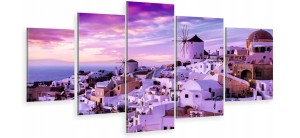Obraz 5 części tryptyk GRECJA SANTORINI ZACHÓD SŁOŃCA 