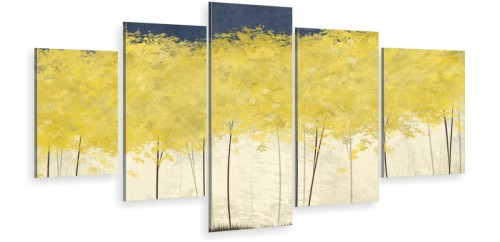 Obraz 5 części na płótnie tryptyk ABSTRAKCJA DRZEWA ZŁOTE LIŚCIE 