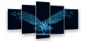 Obraz 5 części tryptyk NOWOCZESNA SOWA TURKUSOWA