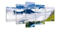 OBRAZ na płótnie GÓRY JEZIORO SZCZYTY tryptyk do salonu