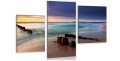 Obraz BAŁTYK PLAŻA MORZE ZACHÓD tryptyk do salonu canvas 