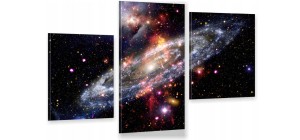 Obraz KOSMOS GALAKTYKA tryptyk do sypialni na płótnie 