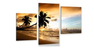 Obraz wieloczęściowy canvas tryptyk morze zachód palma
