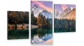 OBRAZ NA PŁÓTNIE piękne jezioro w górach CANVAS TRYPTYK