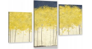 obraz canvas tryptyk złote drzewa liście