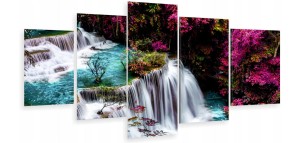 Obraz 5-części tryptyk wodospad kolorowy w Tajlandii 
