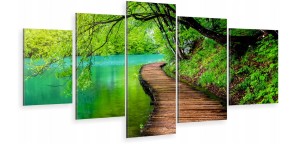 Tryptyk obraz 5 częściowy Chorwacja park kładka rzeka