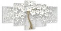 Obraz 3D TRYPTYK 5-części do salonu ZŁOTE DRZEWO KWIATY 