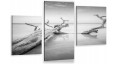 Obraz czarno biały do salonu morze fale Tryptyk na płótnie 